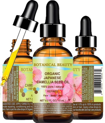 Japanese ORGANIC CAMELLIA Seed Oil. 100% Pure/Natural/Undiluted/Refined/Cold Pre