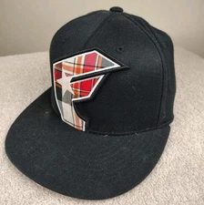 FAMOUS STARS AND STRIPES Flexfit Fitted Hat Size S-M Black Embroidered Logo