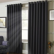 Image of Alan Symonds Essential Blackout Curtains Charcoal Brand New UK
