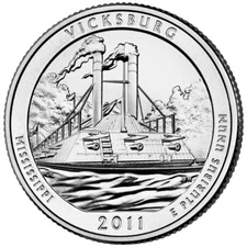 2011 D Vicksburg NP Quarter. ATB Series Uncirculated From US Mint roll.