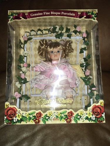 COLLECTORS CHOICE-GENUINE FINE BISQUE PORCELAIN DOLL ON SWING BY DanDee LIMITED - Picture 3 of 11