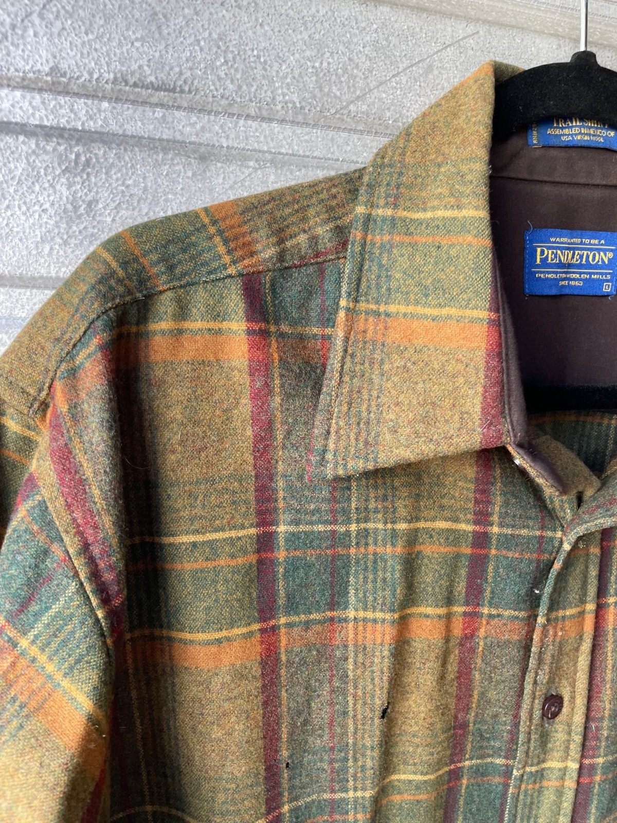 Pendleton Trail Button Up Shirt Plaid Virgin Wool… - image 2