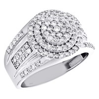 10K WeißGold Rund Diamant 15Mm Kreis Statement Rosa Ring Pave Band 1.30 Karat