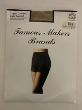 NIP~VTG Famous Makers Brands Tummy Control Lt Support Lt. Beige Pantyhose Queen