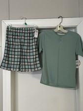 Sleep On It Girls T-shirt and Shorts w/ Top Pajama Set Mint Green Size L 12-14