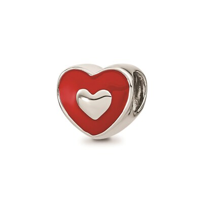Reflexionsperlen Sterling Silber rot emailliert Doppelherz Love Bead