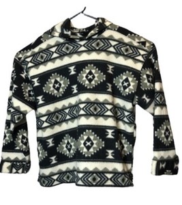 Southwestern Fleece Pullover Hoodie Aztec Black and Gray Unisex Size Medium | eBay
