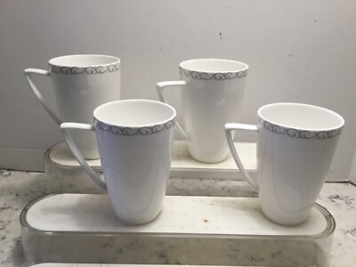 Maxwell & Williams Cashmere ''ELEGANCE SILVER'' Tall Mugs Set of 4