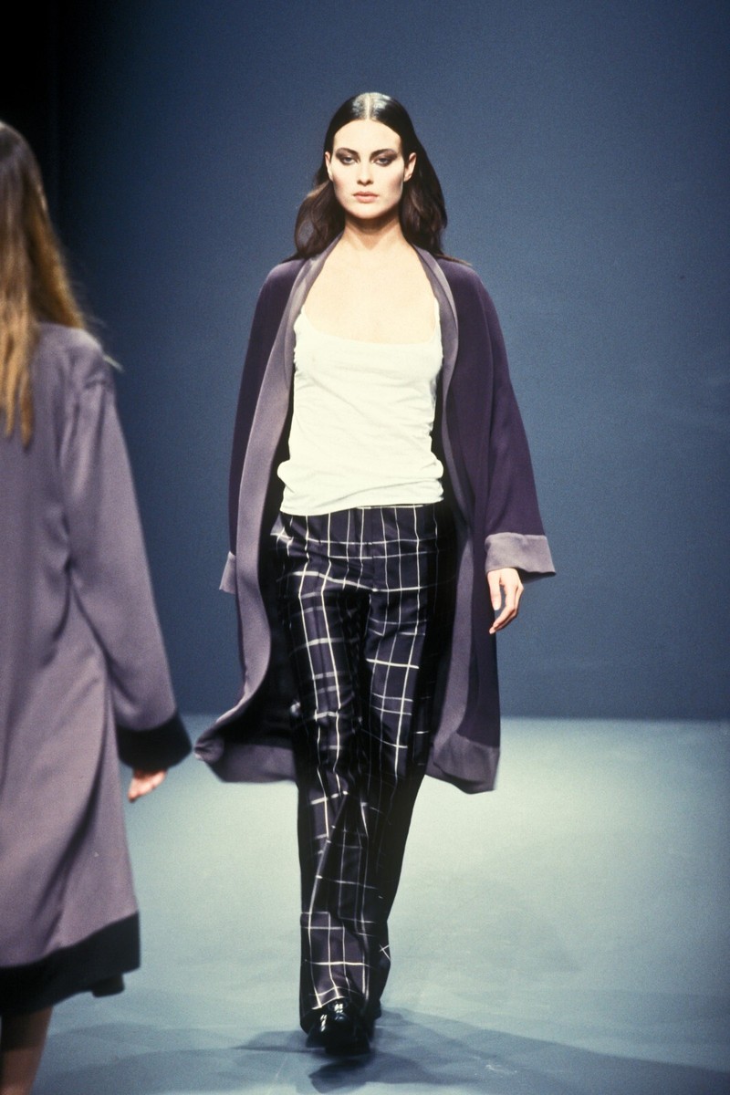 Prada Vintage Archive Fall 1997 Black Silk Plaid Straight Leg