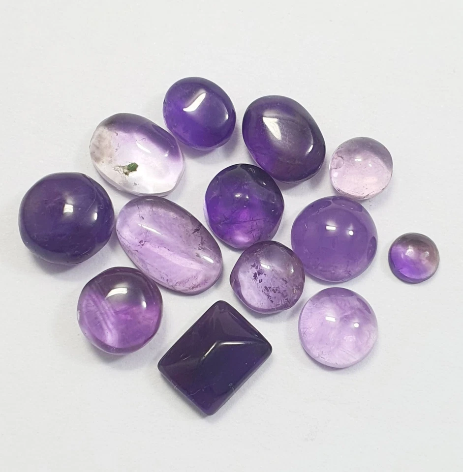 Lotto cabochon mix ametista viola naturale 31,50 ct gemme sfuse qualità AAA 1... - Immagine 4 di 4
