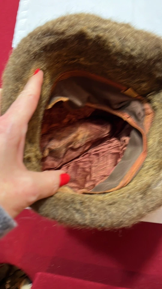 Chapéu balde inverno difuso pele sintética marrom vintage feito em união chapéu bronzeado banda vovô 23” - Imagem 4 de 4