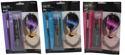 1.5 oz Color Gel, Temporary Hair Color Accents, Purple, Pink, Blue Fun Halloween