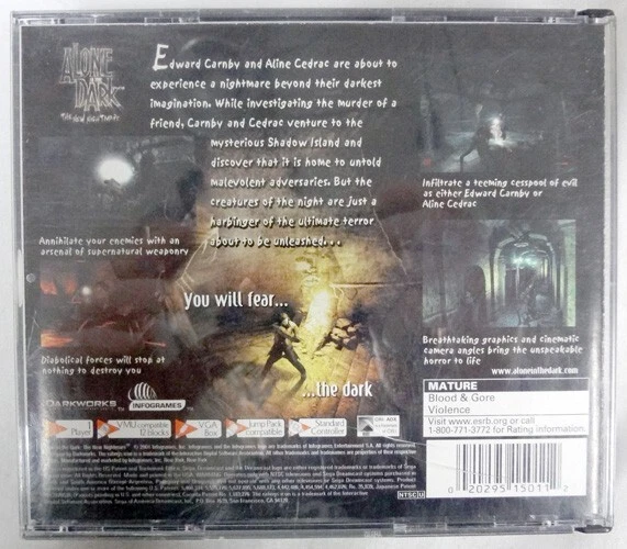 Видеоигра Alone in the Dark: The New Nightmare 2001 Sega Dreamcast и длинный чехол! - Изображение 3 из 4