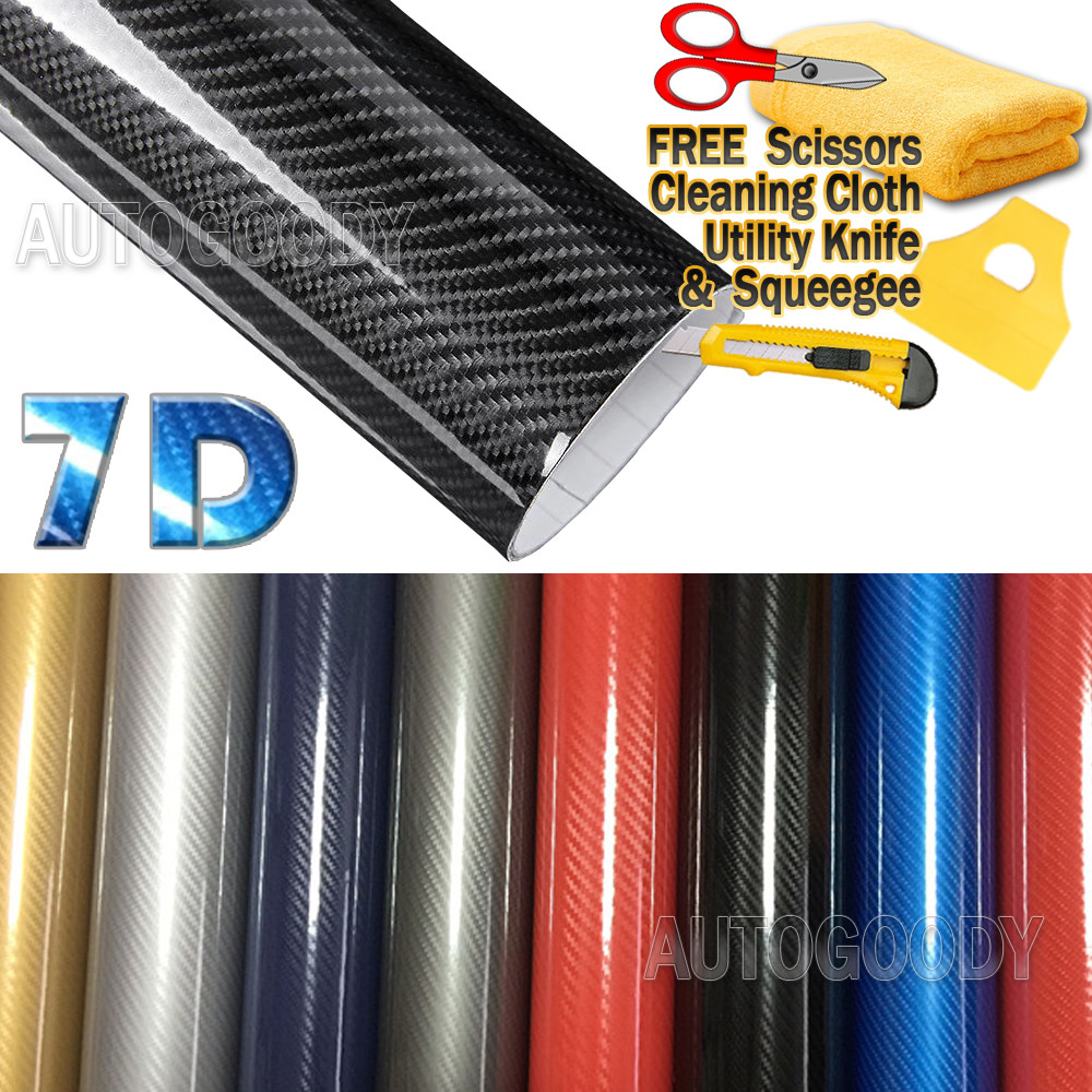 7D Premium Super Gloss Carbon Fiber Vinyl Film Wrap Bubble Free Air ...
