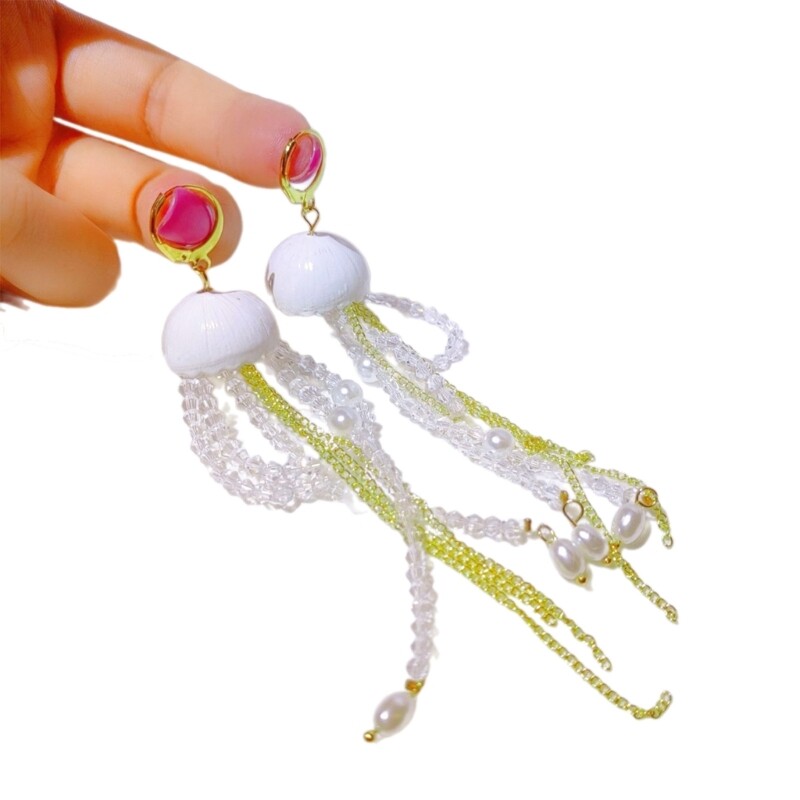 Fashion Jellyfish Pendant Earring Eye Catching Ear Accessory Lightweight Jewelry