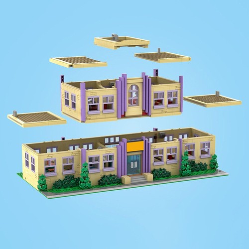 Modubrix Mocs Building Block Springfield Elementary School Sets Bricks Toy Kits - Picture 7 of 19