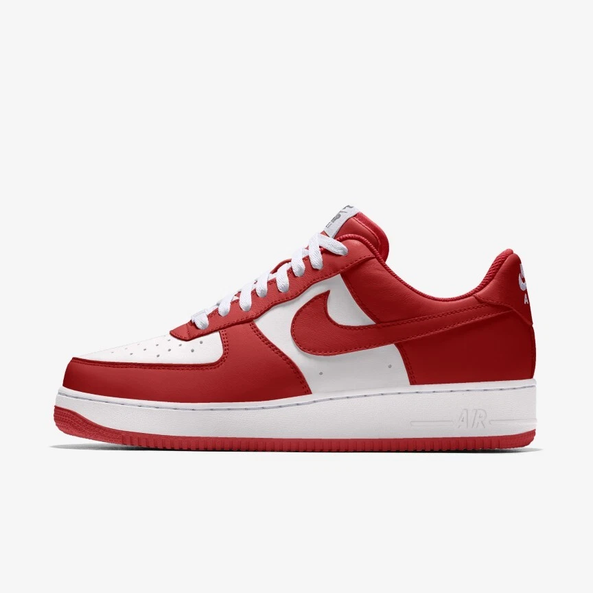 Nike Air Force 1 Low Leather White Red Swoosh Classic All Sizes Off White