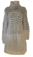 Anthropologie SLEEPING ON SNOW XS Shelby LS Eyelash Knit Sweater Dress Neutral