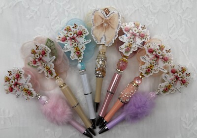 Custom beaded pens. ''He is Risen''. Spiritual.  Gifts,  Basket filler, Journal