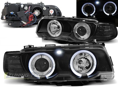 Ajovalot for BMW E38 7-sarjalle 98-01 Angel Eyes Black Xenon LPBM74WL XINO US