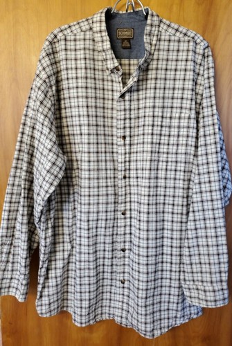C.E. SCHMIDT Plaid Shirt Workwear Long Sleeve Button Up Brown Blue 2XT 2X TALL