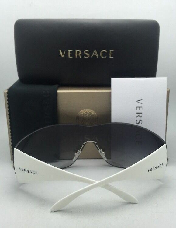 New VERSACE Sunglasses VE 2054 1000/8G 115 Gunmetal & White w/Grey