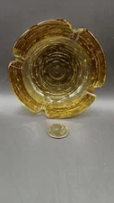 Vtg Anchor Hocking Glass Ashtray Soreno Honey Amber Mid Century 4 1/4" Diameter 