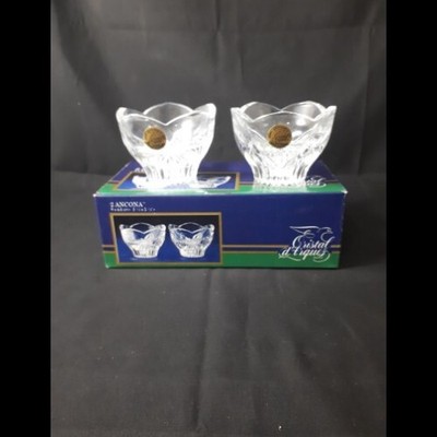 2 Cristal d'Arques Ancona 24% Lead Taper Votive Candle Holders Dish@151