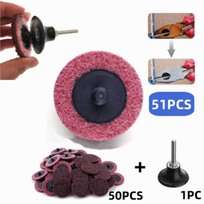 51 PCS 2'' Medium Roll Lock Grinding Surface Conditioning Disc with 2'' Pad Holder