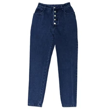 Vintage 90s Bongo Button Fly Jeans Juniors 7 (24x28) Retro Logo Dark Blue Denim