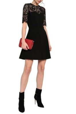 BA&SH Womens Black Lace Open Back Dress 10 NWT Robe Verlaine Coquette BASH