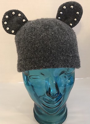 Helene by Helene Berman wool hat gray red feather bow made in Italy OSFM new Helene Berman | Accessories | Helene Berman Studded Wool  main image 3