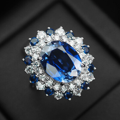 Glitzy Royal Blue Sapphire 7.50Ct 925 Sterling Silver Handmade Rings Size 6.25