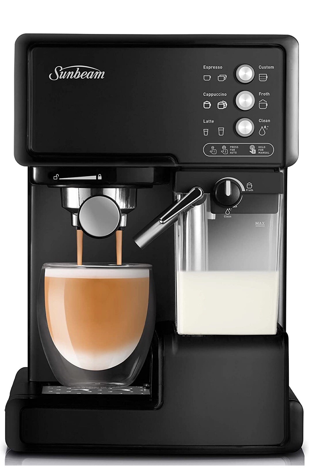 Sunbeam Coffee Machine with Milk Frother Espresso Cafe Barista Cappuccino Maker eBay