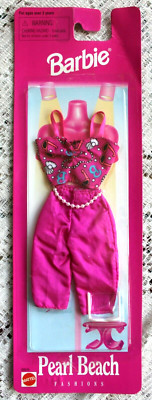 Vintage 1997 In Org Packaging Mattel Barbie Pearl Beach Outfit With Sunglasses