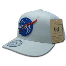 NASA Meatball Logo Insignia Structured Space Mesh Trucker Baseball Cap Hat White