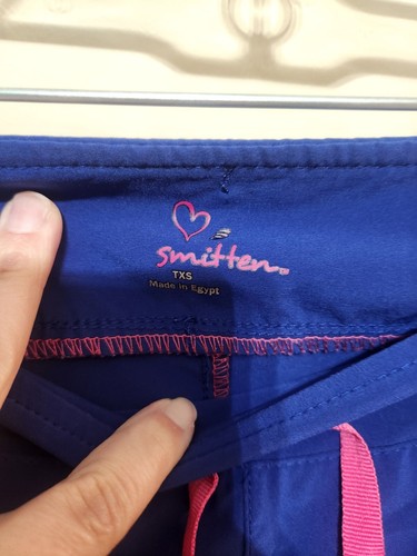 Smitten Scrub Pants Women's Size TXS Carribean Blue Drawstring Waist Tall - Picture 6 of 7