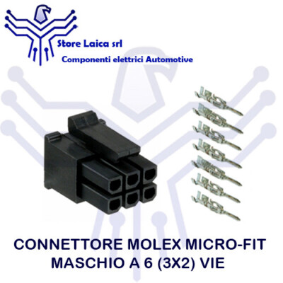 Steckverbinder Molex Micro-Fit 6 Wege Männlich Set mit Klemmen Auto Motorrad