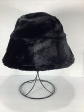 Women’s Jet Black Faux Fur Bucket Lined Winter Hat~O/S~ Made In The USA