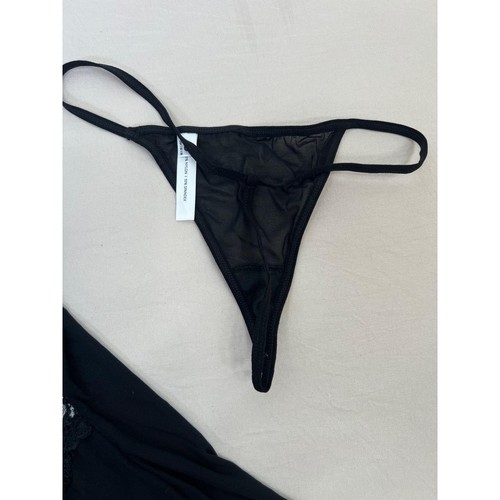 Oh La La Cheri Black Lace Spaghetti Straps Matching Thong Babydoll Lingerie  S - Picture 3 of 8
