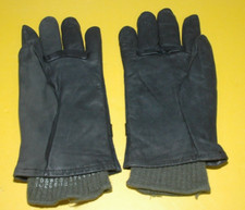 Vintage Late 1980s Cattlehide Leather Black Military Gloves W/Wool Liners Size 4