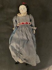 Antique Porcelain Blonde China Head Arms Legs Cloth Body 11" Vintage Rare Doll
