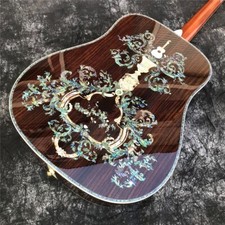 Chitarra acustica tipo D tutto legno massello di alta qualità abalone intarsi corpo palissandro