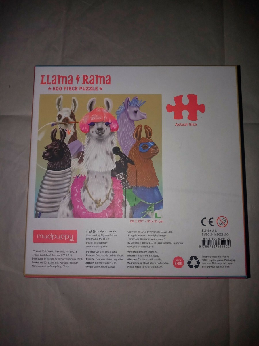 Mudpuppy Llama Rama 500 Piece Jigsaw Puzzle - Cute Dressed Up Llamas Family Puzzle