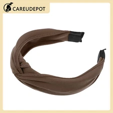 1Pcs Satin Knotted Headband Knot Cross Hairband for Women Dark Brown 1.2" Wide