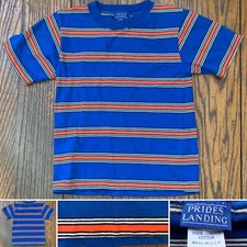 Vintage Prides Landing Striped T-Shirt Combed Cotton Made in USA Kids M 5/6