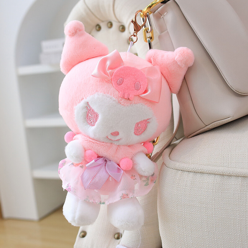KUROMI Cute Pink Sakura Kuromi Plush Doll Plushie Bag