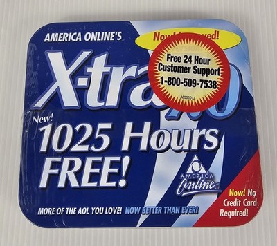 NEW SEALED Vintage AOL CD Version 7.0, 1025 Hours FREE, Metal Tin