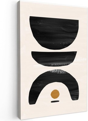 Wandbild abstrakt schwarz beige Leinwand 40 x 60 cm gerahmt modern Druck