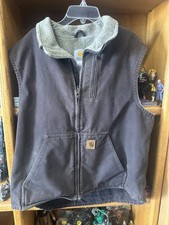 Carhartt Mens Large Duck Sherpa Lined Mock Neck Vest V33 DKB Dark Brown
